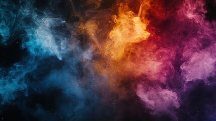 Obraz premium dynamic explosion of colorful smoke twisting and turning against a deep black background, creating an abstract masterpiece that conveys movement and vibrancy