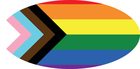 Oval shaped flag of the organization of PROGRESSIVE PRIDE MOVEMENT