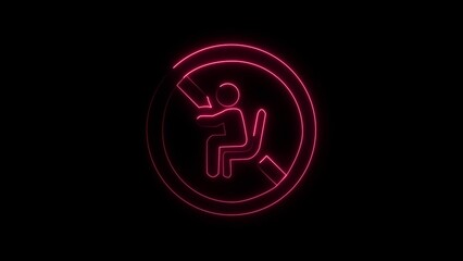 neon driving sefty symbol image .Airbag off warning light of car dashboard, blinking air bag indicator, close-up, footage.