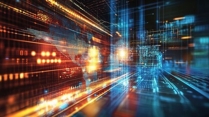 Futuristic Data Visualization and Digital Network Concept