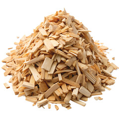 pile of wood chips on transparent background