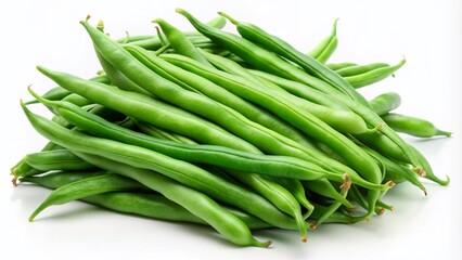 Fototapeta premium Fresh Green Beans Isolated on White Background for Culinary and Nutritional Content