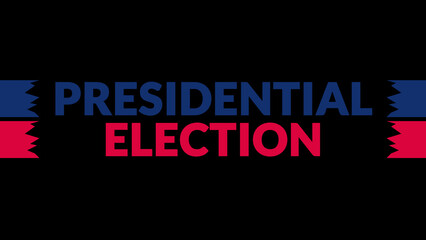Obraz premium Presidential Election text with side lines on a black background.