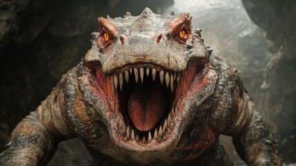 Fototapeta premium Armored Reptilian Beast with Razor Teeth