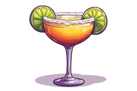 recommend clip art: Margarita Cocktail with Salt Rim and Lime Slices   Summer Drink Illustration