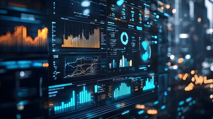 Futuristic Dashboard Displaying Real Time Energy Data in a Smart City