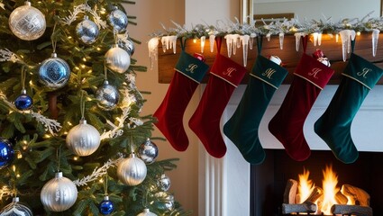Christmas tree and decorated scenes