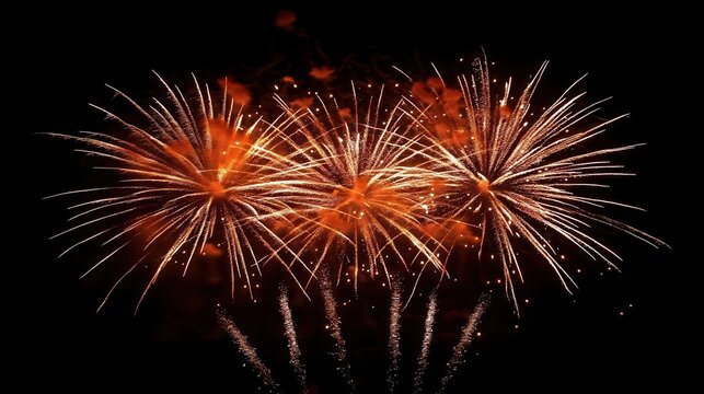 explosive fireworks lighting up the night sky, creating a spectacle of colors and joy, perfect for festive celebrations like new year's eve, radiating excitement and happiness