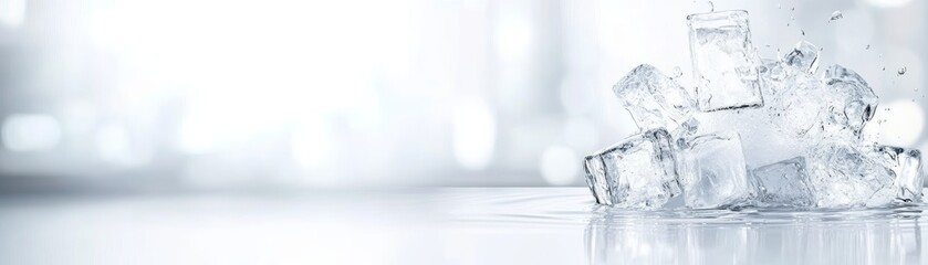 Refreshing ice cubes submerged in crystalclear water, a captivating display of coolness