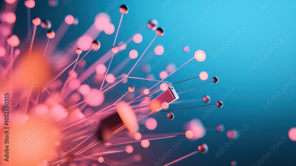 Poster a visual representation of data packets being transmitted through the airwaves, depicting the invisi