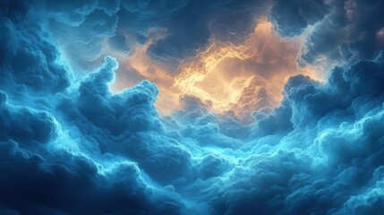 swirling, grainy clouds in deep blues and soft whites, merging into each other, evoking a dreamy atmosphere perfect for weather design elements