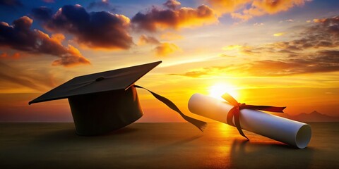 Graduation Diploma Certificate Silhouette - Celebrate Academic Achievement with a Minimalist Design