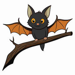 halloween bat on tree branch white background