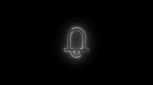 Neon ringer badge icon glowing black background animation