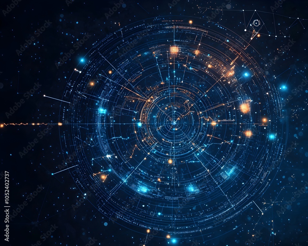 Aufkleber radar style celestial constellation data visualization graph for performance analytics