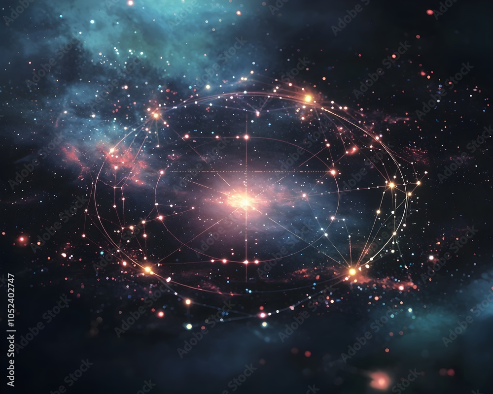 Aufkleber radar graph constellation visualizing celestial performance metrics in a dynamic data driven design