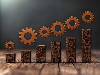 Geared Graph Depicting Industrial Output and Growth Data Concept