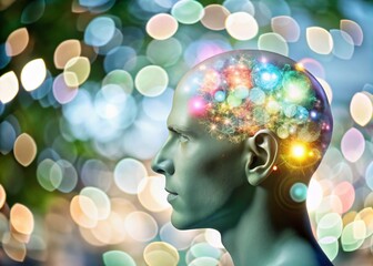 Obraz premium Head Thinking of Making Money with Bokeh Effect for Financial Growth and Creativity