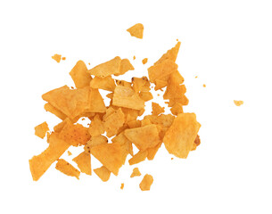 pieces of corn tortillas crumbs isolated