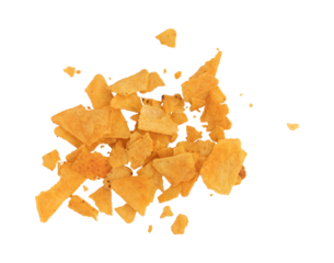 pieces of corn tortillas crumbs isolated