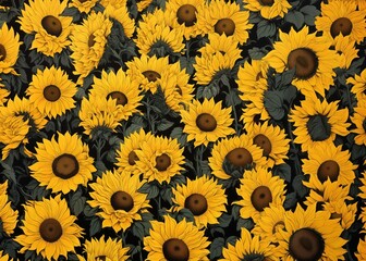 Sunflower field nature plant inflorescence.