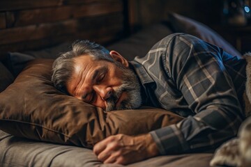 Obraz premium Peaceful Sleeping Man generative ai