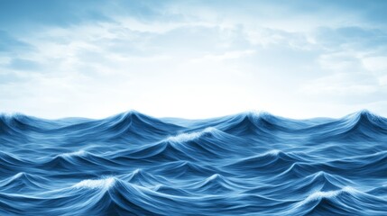 Deep blue ocean waves crashing under cloudy sky, scenic seascape scenic