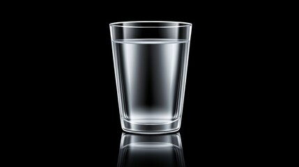 Refreshment in glass, stunning image of water on black background crystal