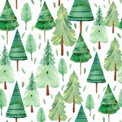 Obraz premium seamless pattern with simple christmas trees watercolor print for your cover textile or wrapping paper hand drawn design elements