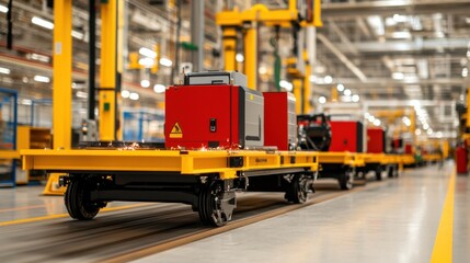 Fototapeta premium Automated Electric Car Assembly Line Machinery