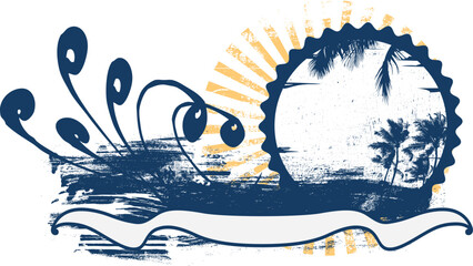 summer grunge scene with beauty waves