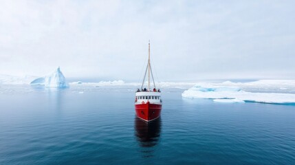 Climbers on Iceberg in Steep Icy Terrain