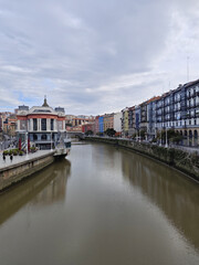 Embankments in the center of Bilbao, Basque country, Spain