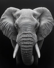 A large elephant shown close-up, focusing on its large ears, textured skin and expressive eyes
