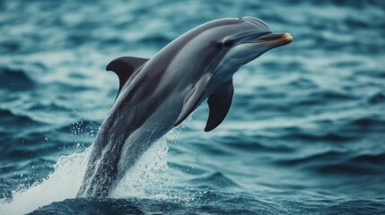Fototapeta premium Playful Dolphin Jumping Near Boat with Tourists