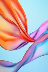 Obraz premium Colorful flowing fabric waves in orange and blue on a soft background.