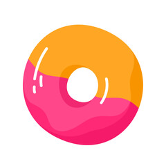 Gummy donut. Fruity chewy jelly candy. Tasty gelatin snack. Sugary donut. Vector illustration in cartoon style. Isolated white background.