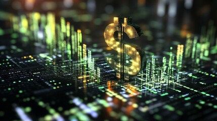 Obraz premium Visualizing the impact of digital dollars on financial analytics.