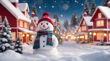 Obraz premium snowy scene with vibrant Christmas decorations