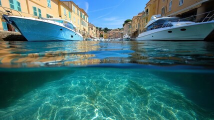 Serene Waterfront View with Boats and Clear Water