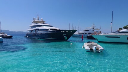 Obraz premium Luxury yachts in crystal clear turquoise water
