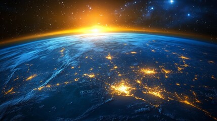 Fototapeta premium Experience the breathtaking sight of Earth transitioning from night to day.