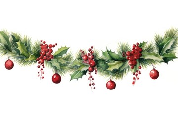 Christmas garland decoration cherry plant.