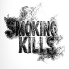 Bold typography conveying an anti-smoking message with smoke effects.