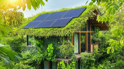Sustainable architecture surrounded by greenery.