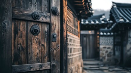 Traditional Wooden Door in Historic Architecture