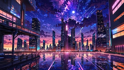 Obraz premium night view of the city