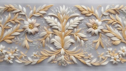 A beautiful, intricate, and delicate piece of embroidery art featuring cotton thread and needlework with a transparent background, showcasing the elegance of hand-crafted textile art, highlighted by e