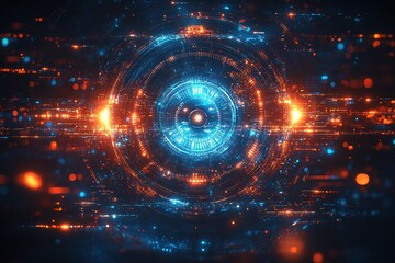Fototapeta premium Abstract futuristic glowing digital eye interface.