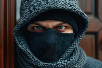 Surveillance camera caught burglar in black ski mask